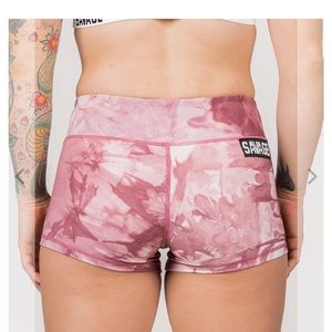 Savage Barbell Marble Tie Dye Booty Shorts S Blue Purple Gym